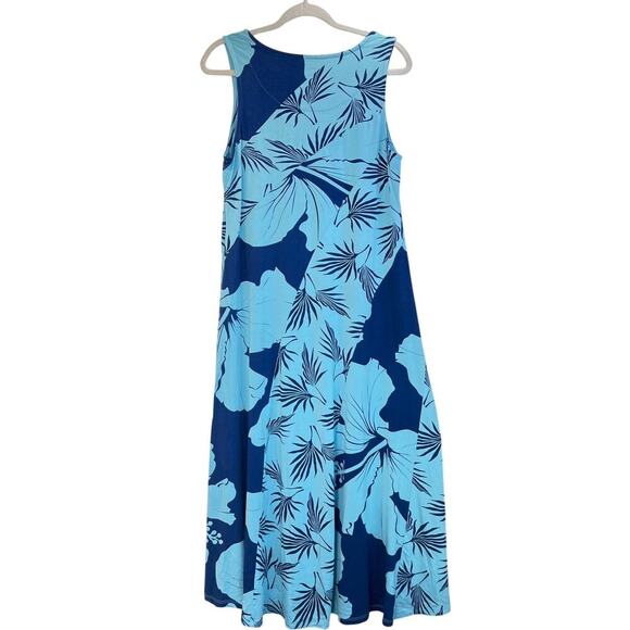 Soft Surrounding Womens M Blue Sleeveless Maxi Tropical Print Beach/Cruise FLAW - Picture 2 of 7